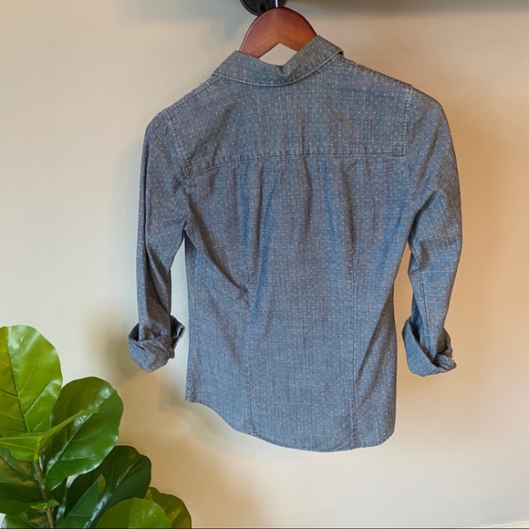 J.Crew chambray polka dot button up shirt XXS - Picture 6 of 9